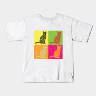 Distressed Cats Pop Art Circle Design Kids T-Shirt